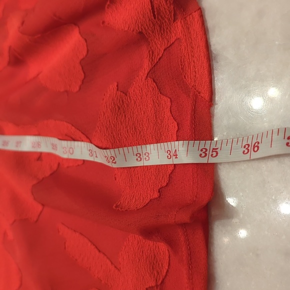 Waverly Grey drop waist halter dress-red sheer embroidered overlay flare skirt S - Picture 8 of 12